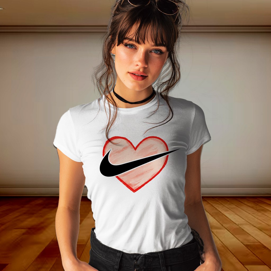 Camiseta piel de durazno Sublimada Nike corazon Mujer