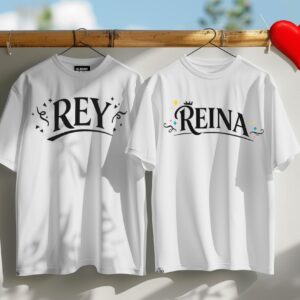 Camiseta piel de durazno Sublimada Pareja Rey-Reina