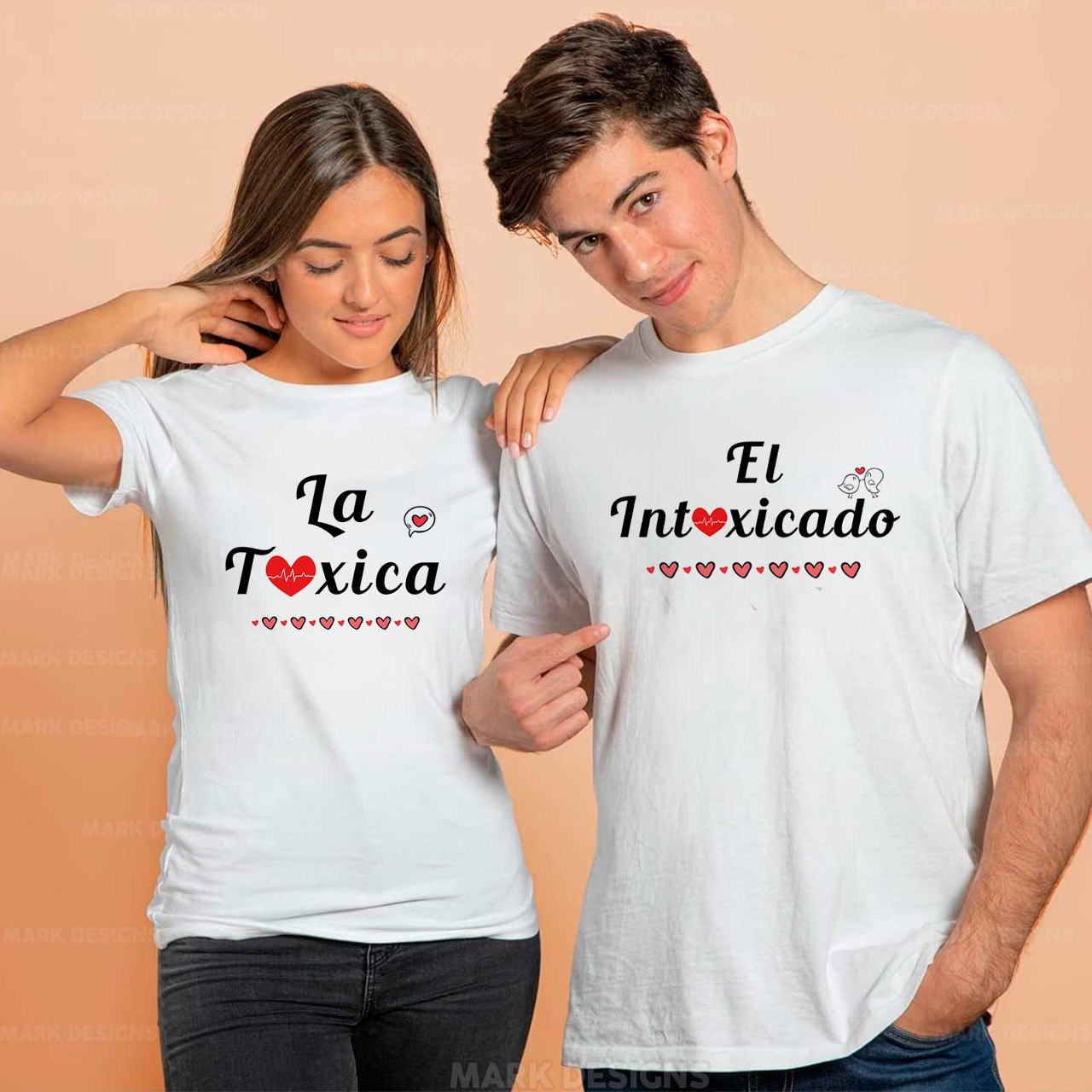 Camiseta piel de durazno Sublimada Pareja Toxica